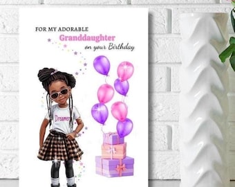 Black Granddaughter Birthday card, kids greeting card, greeting card for black  girl, PERSONALISED CARDS, For my adorable granddaughter