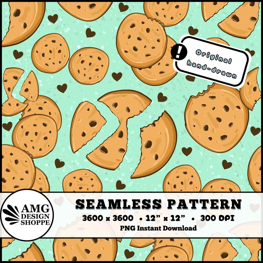 Bundle : Chocolate Chip Cookie Pattern, Seamless Digital Paper ...