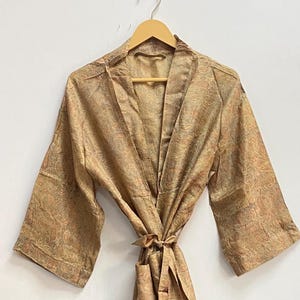 Pure Silk Kimono, Women Bohemian Kimono, Vintage-Inspired Luxury Robe, Recycled Robe, Long Kimono Robe, Open Front Wrap,Gift For Her