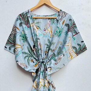 Beautiful 100 % Pure Cotton Kaftan Jungle Print Cotton Kaftan Robe  Boho Summer Wear Dress Handmade Sleepwear Maxi Dress  Gift For Her