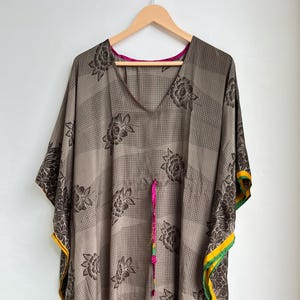Sustainable Silk kaftan Dress Boho Loungewear Poly Silk Kaftan Silk Bridesmaid Wear Boho & Hippie Clothing Silk House Robe