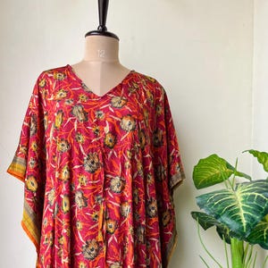 Bridesmaid Wear Silk Sari Kaftan Elegant & Attractive Silk Sari Caftan Wedding Dress, Festival Clothing, Wear Any Occasion Caftan Dress