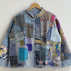 Comfortable Cotton Patchwork Jacket, Floral Bohemian Style Cotton Jacket, Winter Jacket Coat, Street Wear Jacket, Collar Patchwork Jackets.