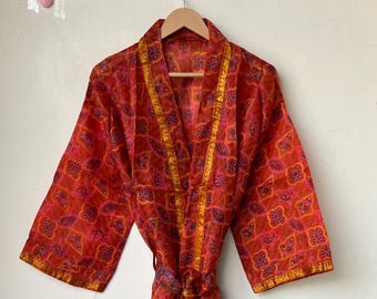 Pure Silk Kimono Robe, Handmade Silk Robe, Silk Bathrobe, Womens Silk Robe, Vintage Silk Kimono, Beach Cover Up, Robes For Women