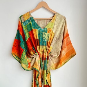 Stylish Silk Kaftan Dress, Bohemian Silk Kaftan, Bridal Gift Silk Loungewear Kaftan Dress Boho & Hippie Long Kaftan Dress