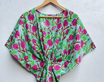 100% Cotton Kaftan, Floral Kaftan, Womens Maxi Dress, Boho Loungewear Kaftan Dress, Gift For her