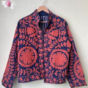 Suzani Embroidery Cotton Handmade Suzani Jacket Coat Women Dress TNT Winter Wear Suzani Short Jacket Hand Embroidery Gift For Her