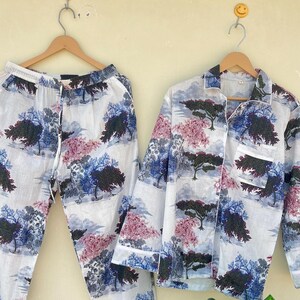 100% Cotton Pajama Set, Unique Print Cotton Pj Set, Indian Cotton Night Suit, Soft Cotton Comfortable Pj Set, Gift For Her Bridesmaid Pj Set
