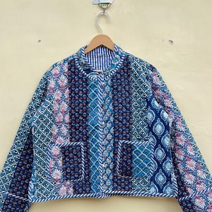 New Style Cotton Patchwork Jacket, Cotton Quilted Jacket, Women&#39;s Jacket , Reversible Jacke ,Long Patches Jacket , Jacket For Her