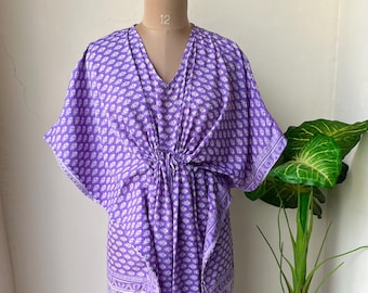 Long Silk Kaftan Beach Wear Poly Silk Sari Kaftan Silk Loungewear Kaftan Resort Wear Summer Vacation Wear Silk Dress Bikini Cover Up