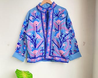 Handmade Cotton Suzani Jacket, Women’s Short Jacket, Boho Coat, Gift For Her