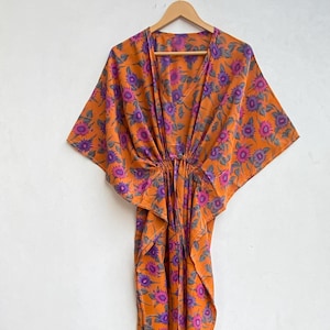 Sustainable beautiful Silk Kaftan Dress Long Silk bohemian Fashion Resort Wear Beach Wear Breathable Silk Kaftan Perfect Houserobe Kaftan