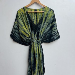 Boho Tie Dye Maxi Kaftan Dress, Crepe Silk Tie Dye Kaftan, Silk Lounge Wear Beach Dress, Vacation Wear Oversized Caftan, Resort Wear Dress
