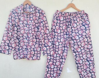 Handmade Cotton Pajama Set, Indian Block Print Nightsuit