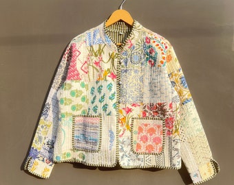 Patchwork Quilted Jacken Baumwolle Floral Boho Stil Herbst Winter Jacke Mantel Streetwear Boho Quilted Wendejacke für Frauen