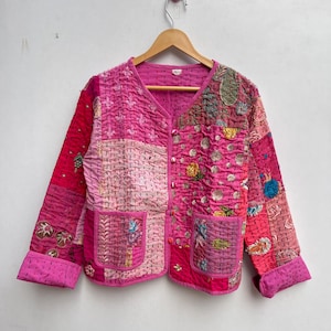 Indian Handmade Quilted Cotton Jacket, Patchwork Women&#39;s Reversible Coat, Kimono Vintage Boho Fall Jacket, Spring Jacket, Gifts For Her&lt;Mom.