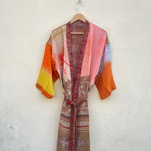 Hippie Kimono Bohemian Pure Silk Kimono Robe Vintage Kimono Women Silk Kimono Silk Dressing Gown Gifts For Her Women Dress Bridesmaids Dress