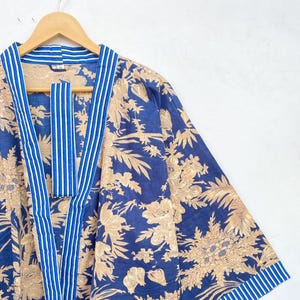 Hermoso kimono de algodón, bata de baño de algodón, bata de baño de algodón con estampado de kimono, bata de ducha, bata de kimono de algodón