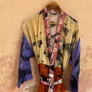Cotton Kimono Dress, Plus size Kimono, Indian Kimono, Kimono Bathrobe, long kimono  Resort Wear, Tie Dye Dress, Lounge Wear, Maternity Wear