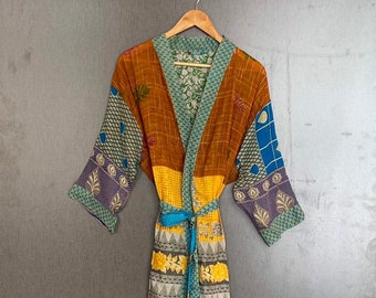 Cotton Sari kimono Robe, Beautiful Cotton Kimono Dress, Bath Robe Kimono, Festival clothing, Beach Cover Up, Dressing Gown, Gift For Her
