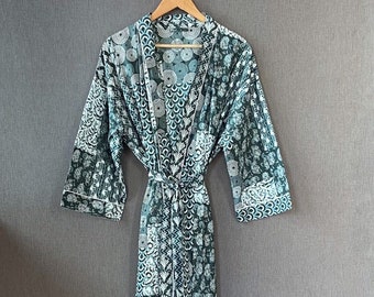 100% Cotton kimono Robes, Pure cotton Kimono, Block Print Cotton Kimono, Festival Clothing, Kimono Kaftan, Oriental Robe, Women's Robes