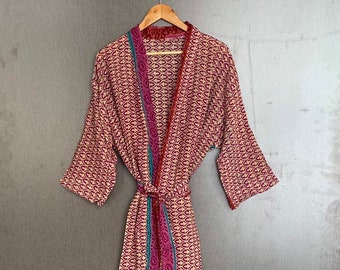 100% Cotton kimono Robes, Pure cotton Kimono, Block Print Cotton Kimono, Festival Clothing, Kimono Kaftan, Oriental Robe, Women's robes