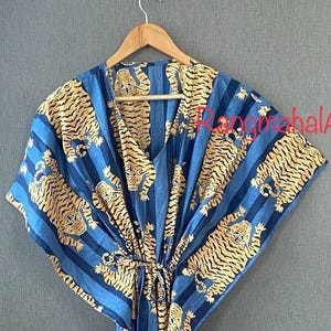 100% Cotton Caftan Dress Women&#39;s Wear Long Kaftan Tiger Print Kaftan Loungewear Kaftan Sleepwear cotton maxi Dress