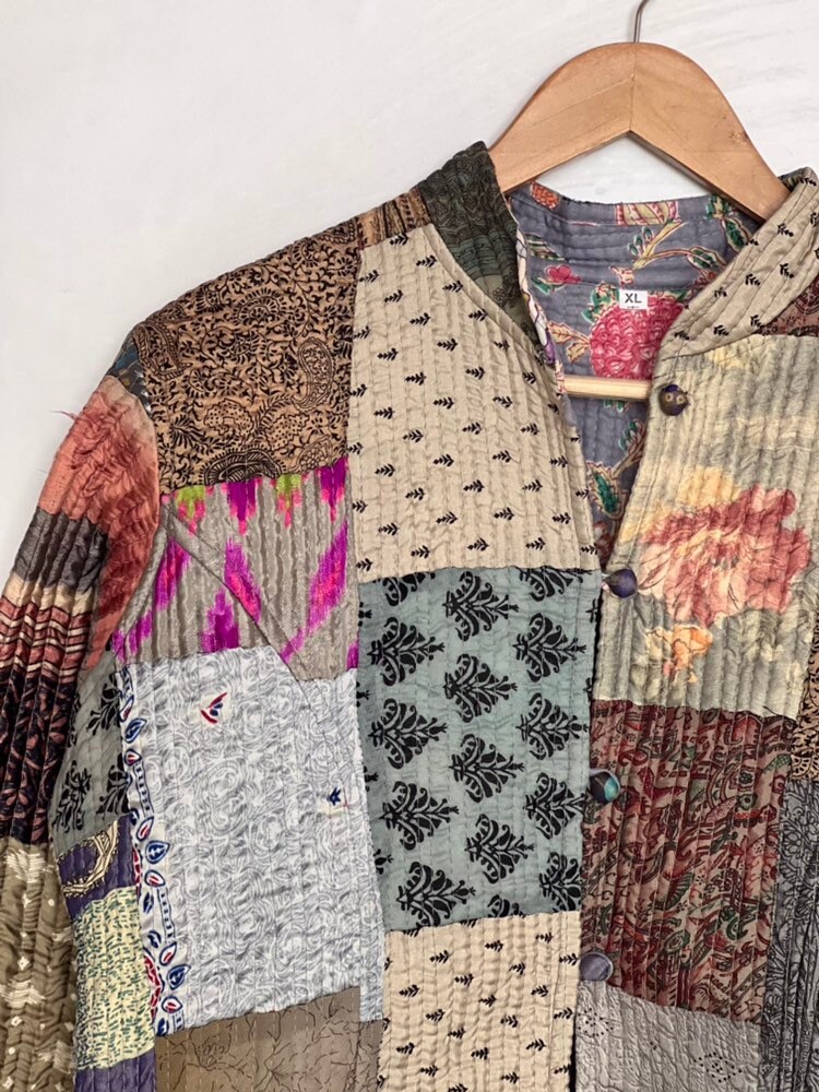 Cotton Women's Quilted Jacket Patchwork Boho Style Quilted Handmade ...