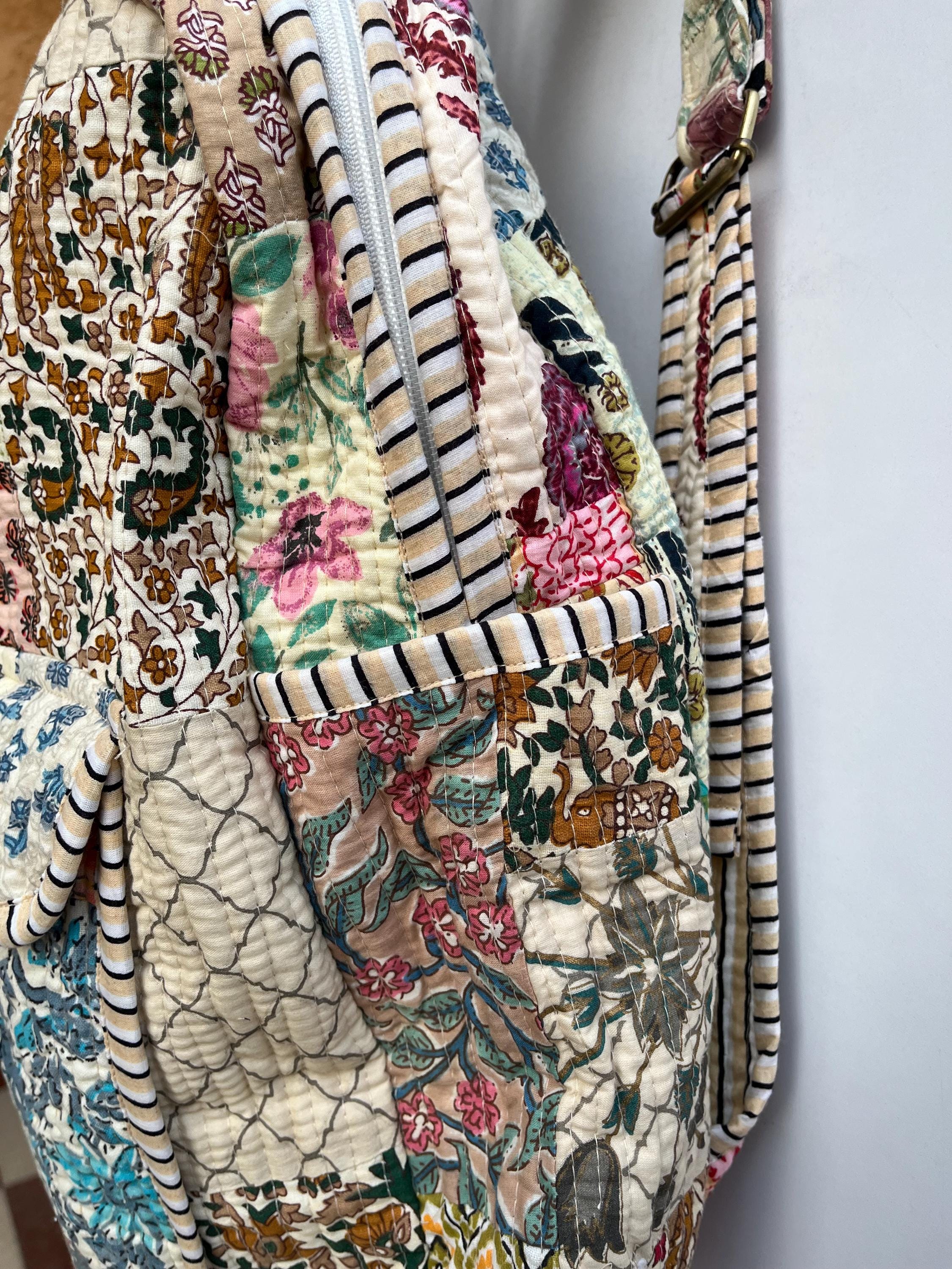 Boutique vintage hand made quilted patchwork print back pack - New Quinn Patchwork Quilted Backpack – Erin Made main image 4