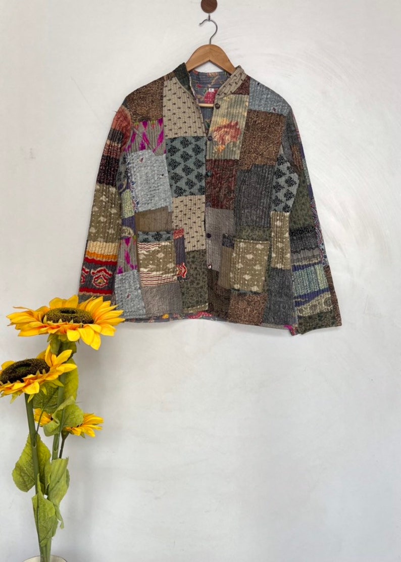 Cotton Women's Quilted Jacket Patchwork Boho Style Quilted Handmade ...
