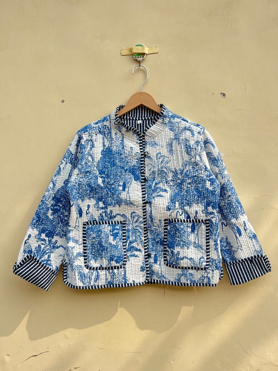 Indian Handmade Jacket, Jacket For Women, Reversible Jacket, Quilted Jacket, New Style Jacket Stripe Piping Jacket