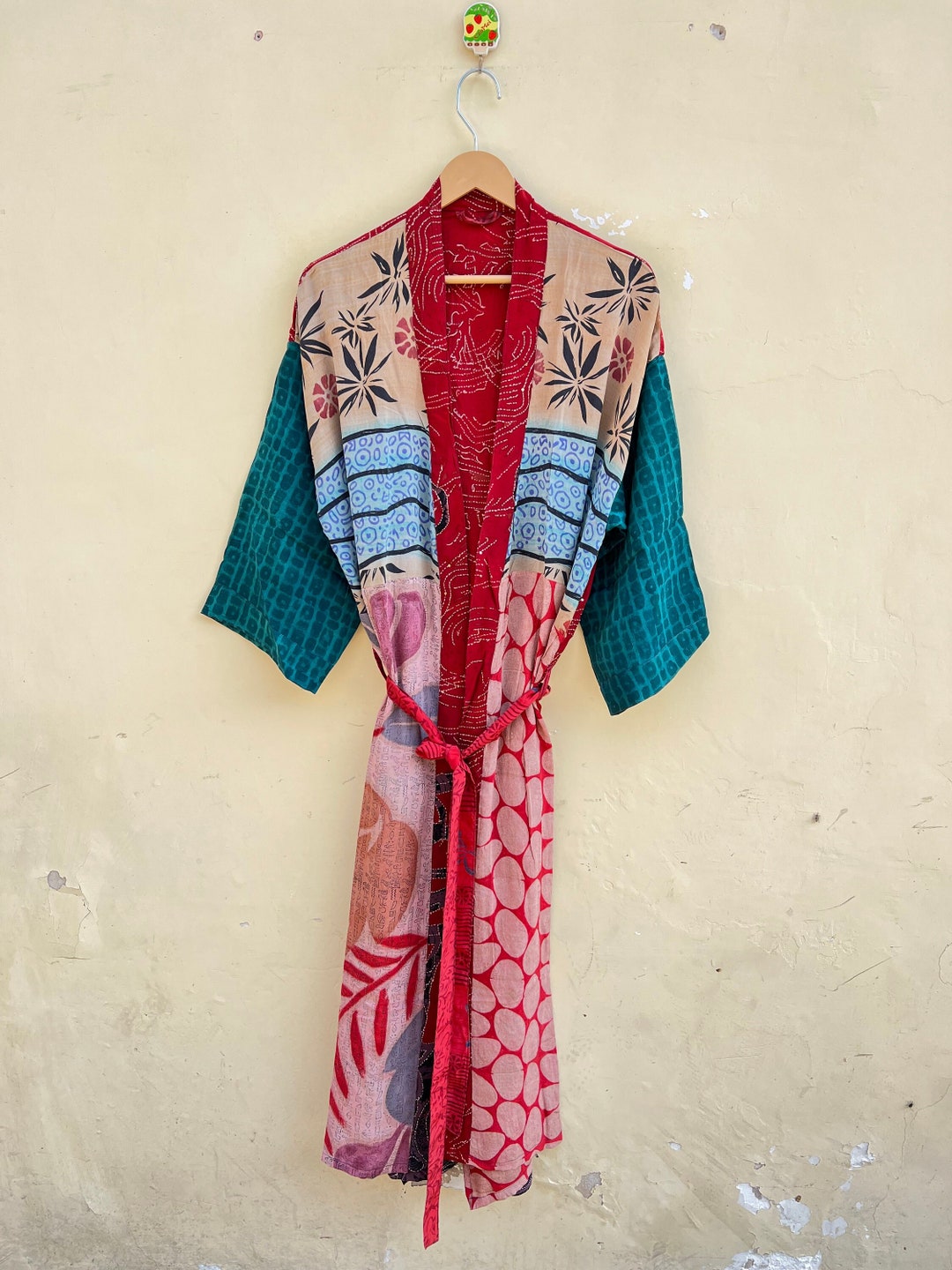 Silk Blend Kimono Robe Boheme, Gold Plus Size Dressing Gown Women ...