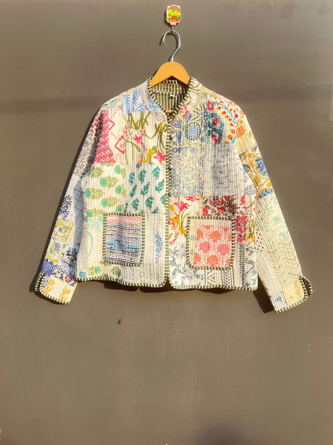 Charlotte | Cozy Earth-Tone Patchwork Hooded Jacket main image 1
