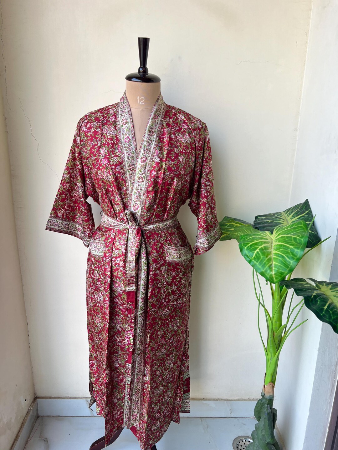 Hand Made Robe 100% Pure Silk Kimono Robe, Resort Wear Robe, Handmade Kimono, Silk ...