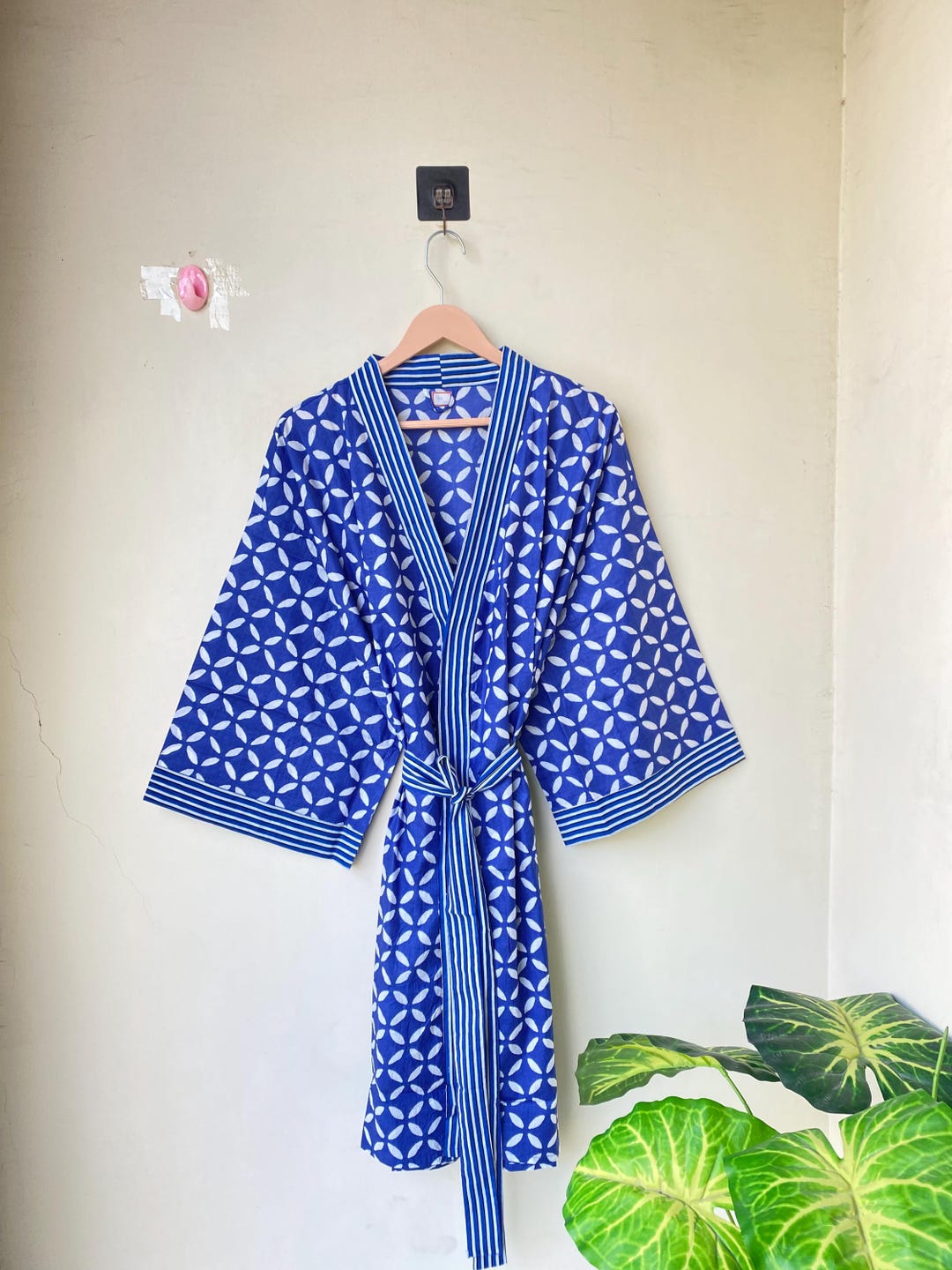 Block Print Robe Cotton Kimono Robe Dressing Gown, Block Print Bridesmaid Robe, Summer ...
