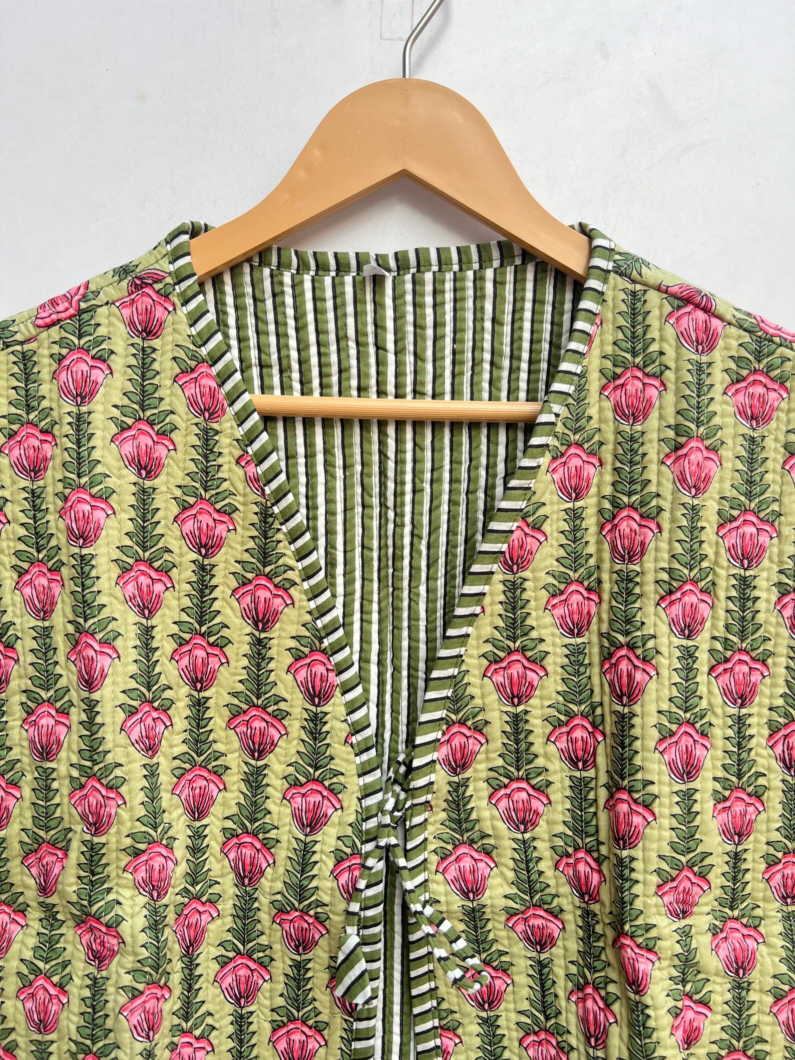 Cotton Sleeveless Jacket  In Floral Block Print main image 0