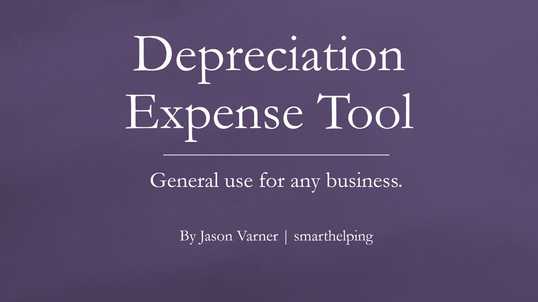 Depreciation Tracking Tool in MS Excel Etsy