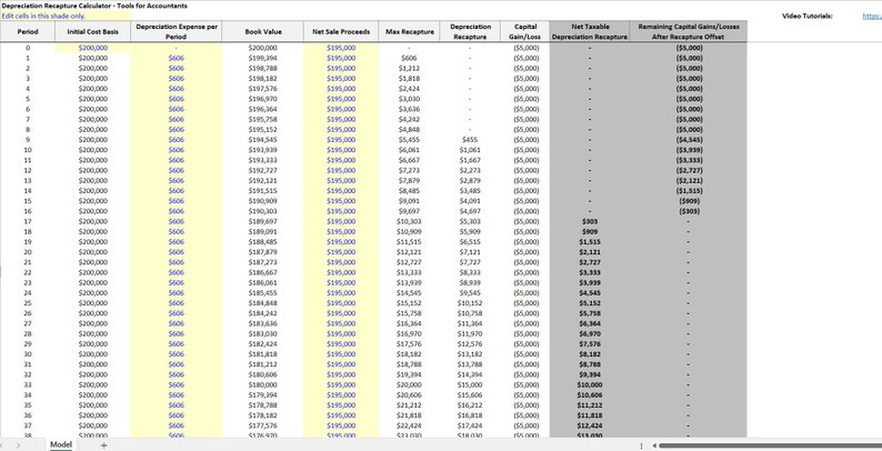 Depreciation Recapture Accounting Tool - Etsy