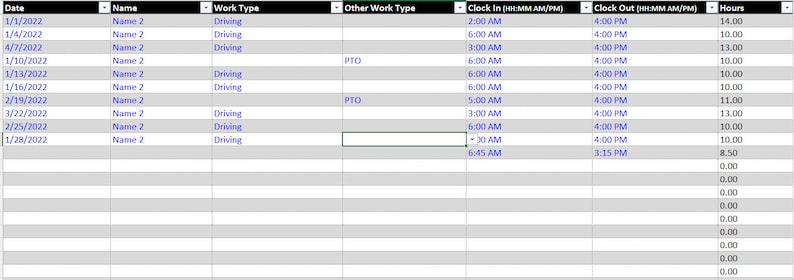 Printable Time Sheets Template in MS Excel - Etsy