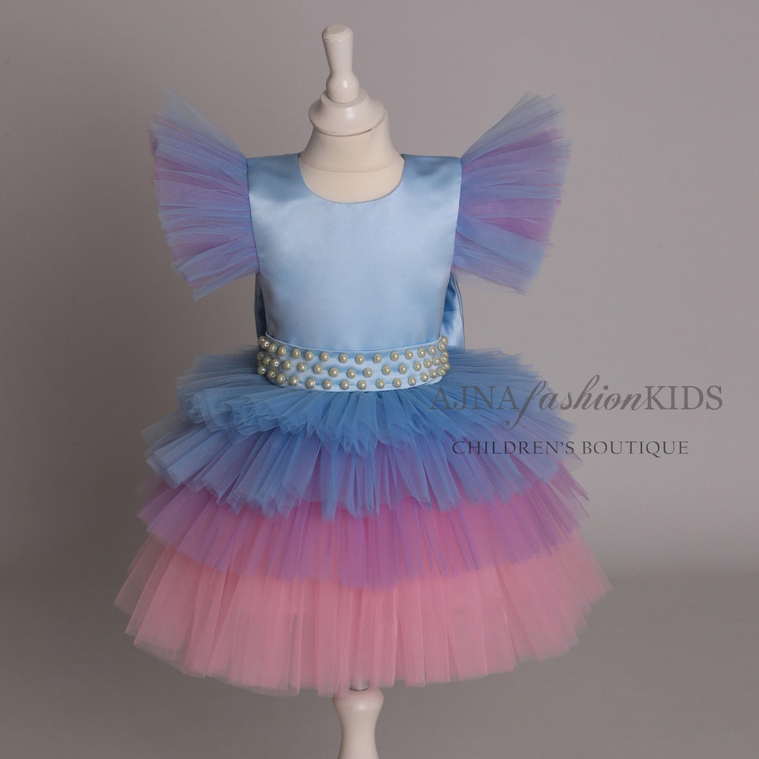 Rainbow Tutu Dress Pastel Rainbow Dress Party Girls Dress Etsy