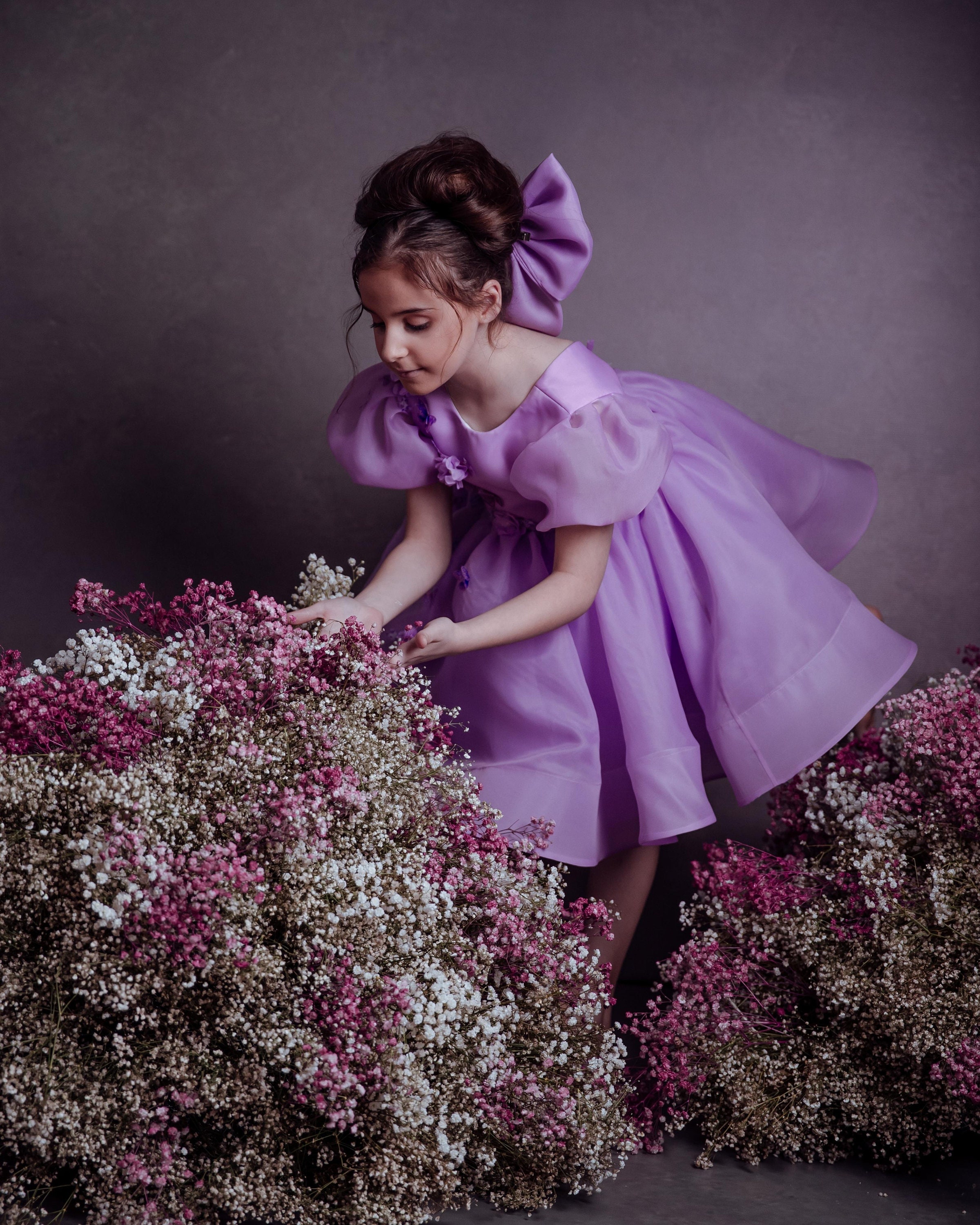 Girls Purple Dress Cute Organza Dress Special Occasion Etsy
