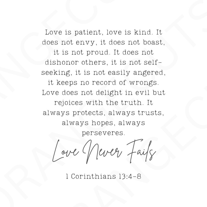Love is Patient, Love is Kind PNG Wall Art Digital Downloads, Love