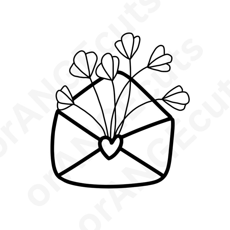 Flowers Svg, Bouquet Svg, Envelope Svg, Valentine Svg, Love Letter Svg