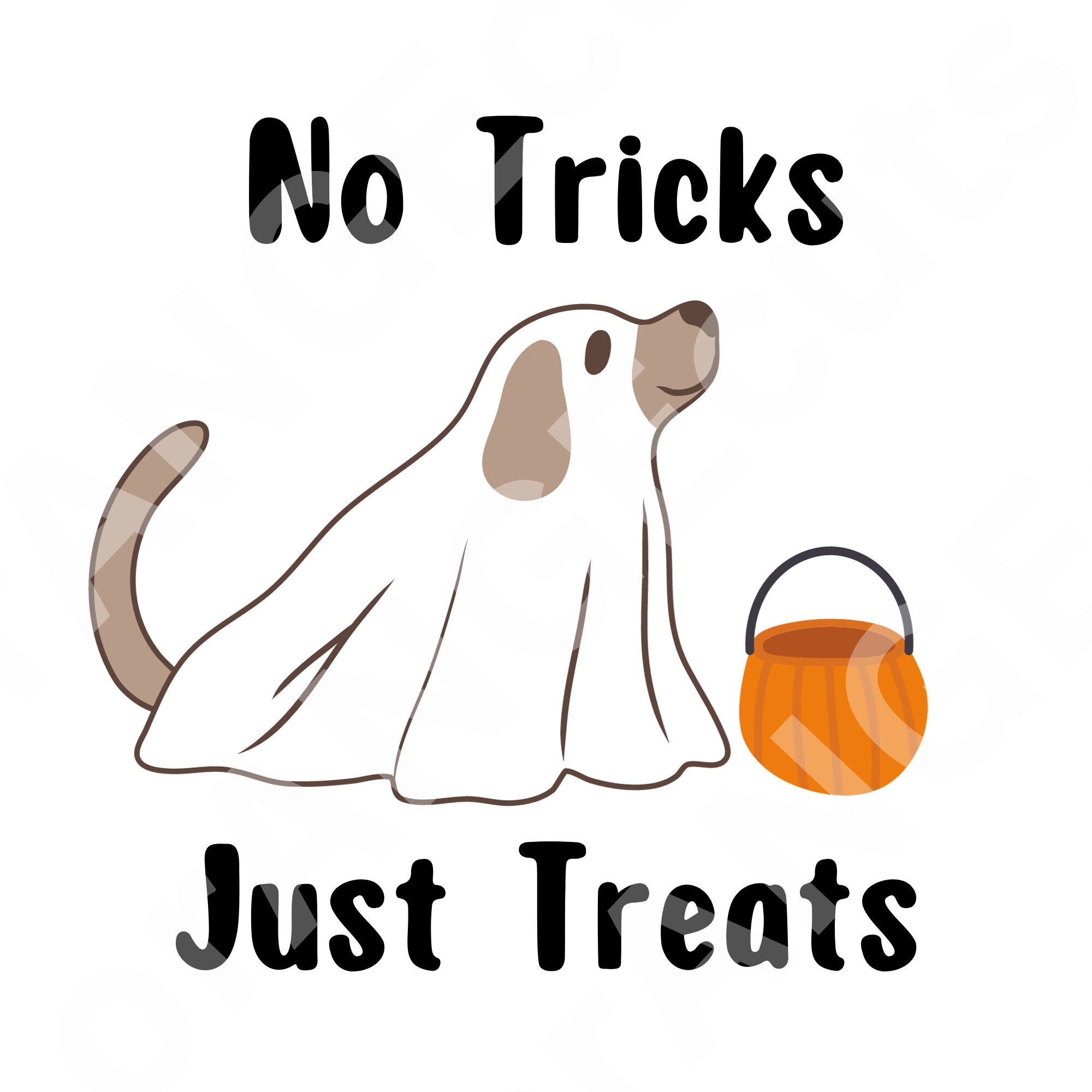 No Tricks Just Treats Svg, Halloween Dog, Trick or Treat Dog, Ghost Dog(01)