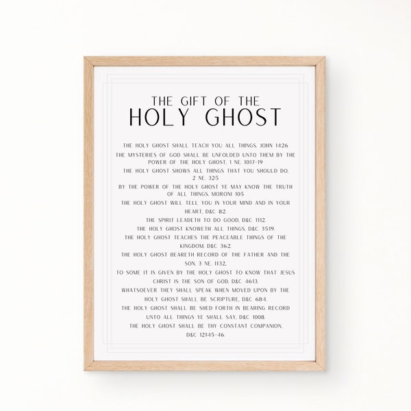 The Gift of The Holy Ghost printable, LDS baptism, Holy Spirit, Youth Theme, Young Women, Primary, Young Men, Covenant, Scriptures