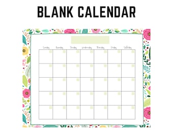 Blank Calendar Printable, Fill in Calendar, Boy Calendar, Elementary ...
