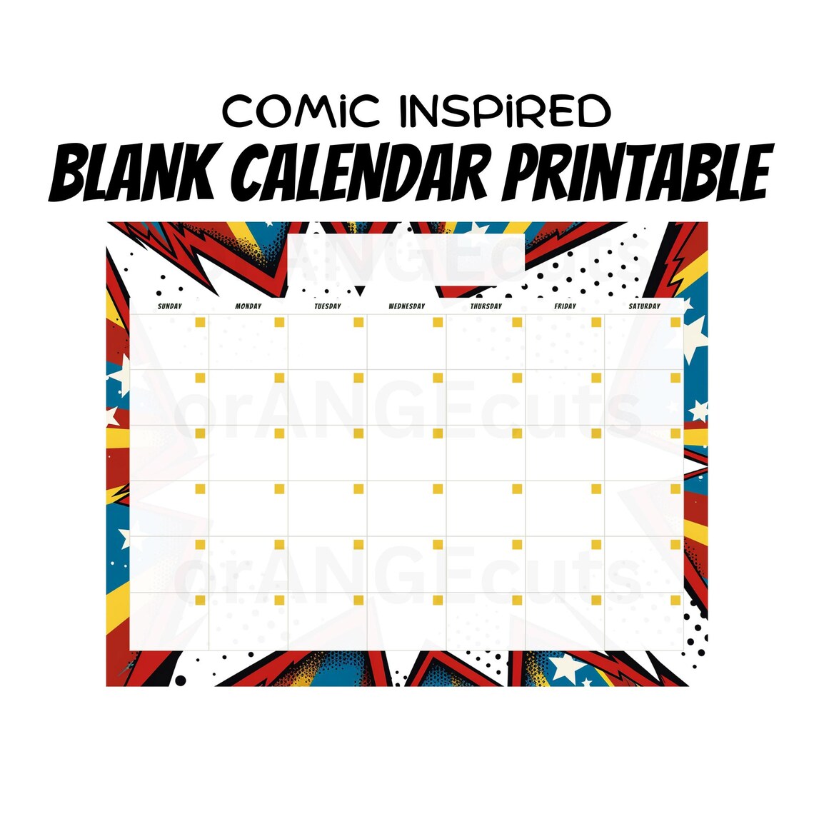 Blank Calendar Printable, Fill in Calendar, Back to School, Elementary ...