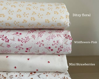 Organic Cotton Fabric, Digital Printed Fabric, Floral Fabric, Cottage Style Fabric, Ditsy Florals