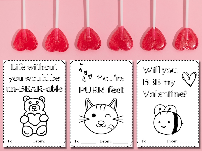 Printable Valentine Coloring Card Kids Valentines Cards - Etsy