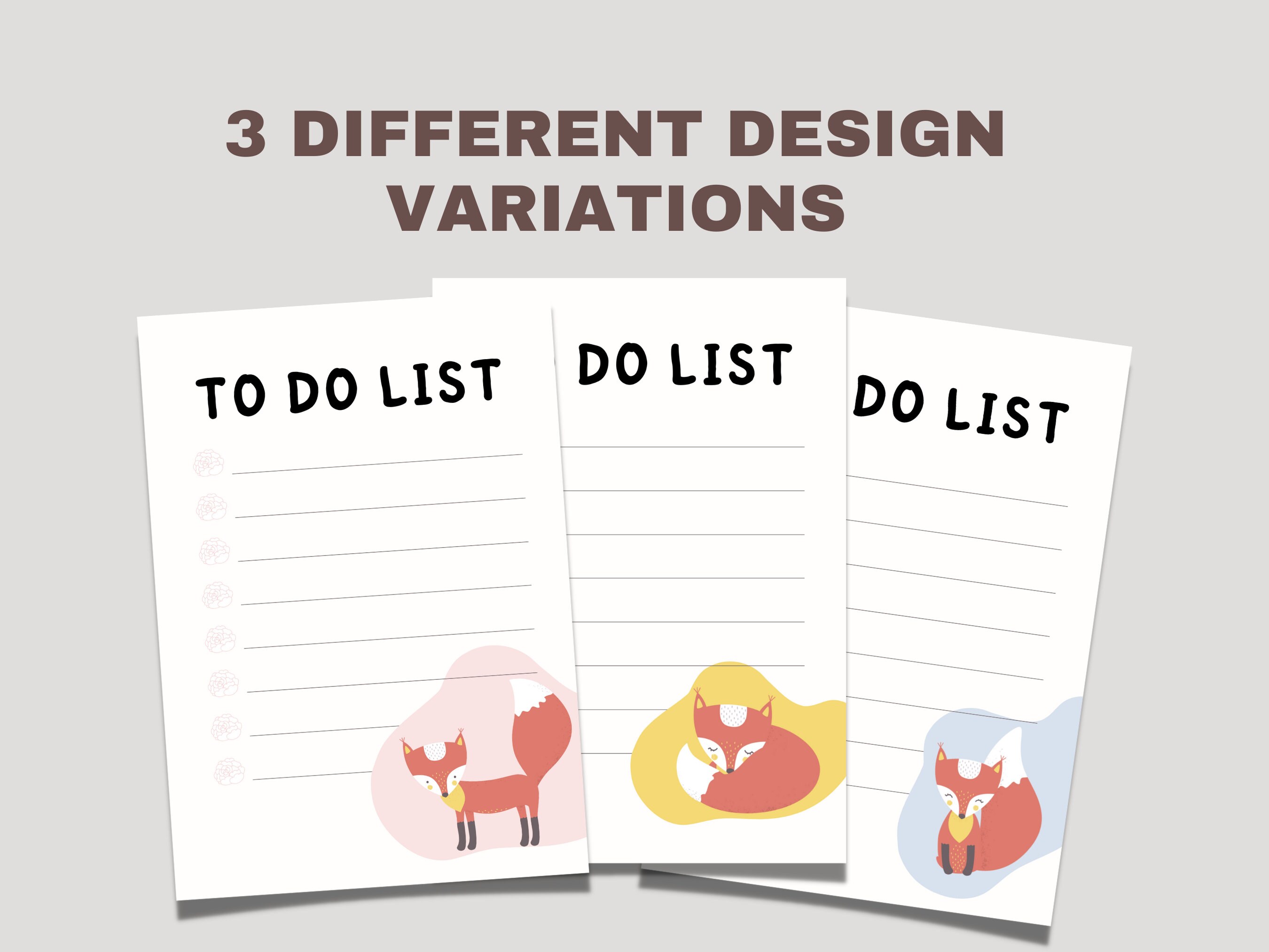 Blank to Do List for Kids Cute Printable Planner Checklist Fox Design ...